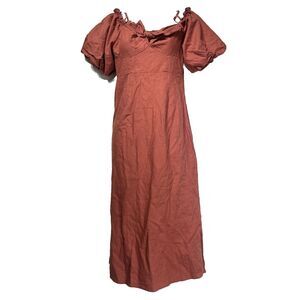 urban revivo short sleeve brick red MIDI ruffle dress Size 6 New